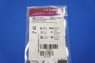Biomet ILPAC3330 Certain Low Profile 30deg Abutment 3.4mm x 3mm (x)